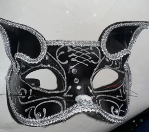 Black Cat Masquerade Mask Halloween Ball Fancy Dress Costume Accessory - Picture 1 of 3