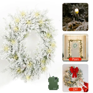 24in Pre-Lit Snow Flocked Christmas Wreath with Light Artificial Plain Cedar - Picture 1 of 10
