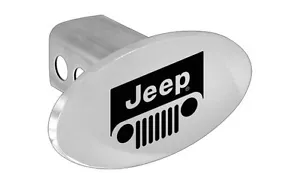 Jeep Logo Emblem Block Letters Trailer Hitch Cover Plug - Foto 1 di 2