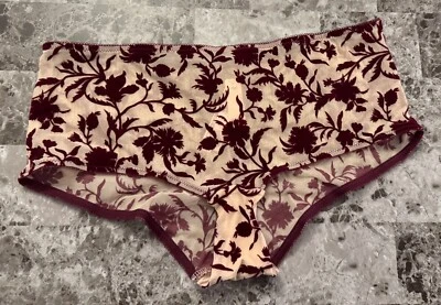 NUEVO CON ETIQUETAS BRAGAS CORTAS VICTORIA'S SECRET M MALLA GRANATE FLORAL FLOCADO RARO NIÑO Foto 1 de 4