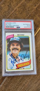 1980 TOPPS SIGNED AUTO CARD BO DIAZ INDIANS RED SOX PHILLIES REDS PSA DNA # 483