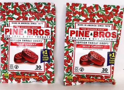 Pine Bros Dolor de Garganta Gotas Cereza Salvaje 30 Gotas (Pack de 2) Foto 1 de 3