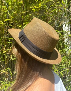 Unisex Hombre y Mujer Marrón Panamá Ala Media Tropical Cuba Tejido Fedora Sombrero - Imagen 1 de 7