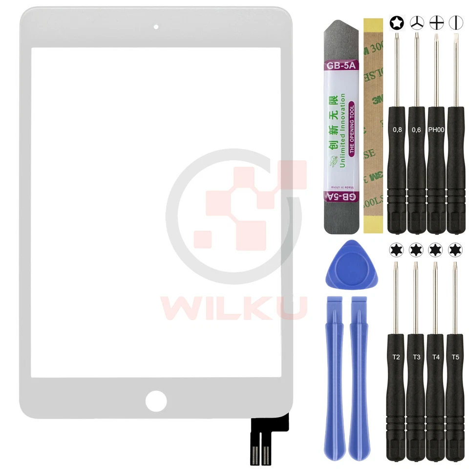 WILKU Digitalizador para Apple iPad Mini 5 (A2124/A2126/A2133) Pantalla Táctil Pantalla Disco