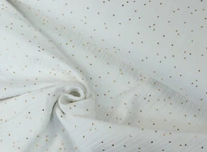 Musselin Stoff Meterware Double Gauze Goldsprenkel auf Weiß EUR 11,98/m - Bild 1 von 1