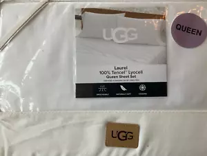 UGG Australia~QUEEN~SHEET SET~100% Natural Tencel Lyocell~WHITE~OEKO-TEX~NWT~4pc - Picture 1 of 7