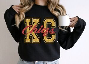 Kansas City Chiefs Hoodie Sweatshirt KC Glitter Women Men New Pullover