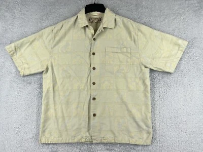 Camisa Jamaica Jaxx Hombres Mediana Amarilla Piña Palmera Azulejo Patrón Seda LEER Foto 1 de 4