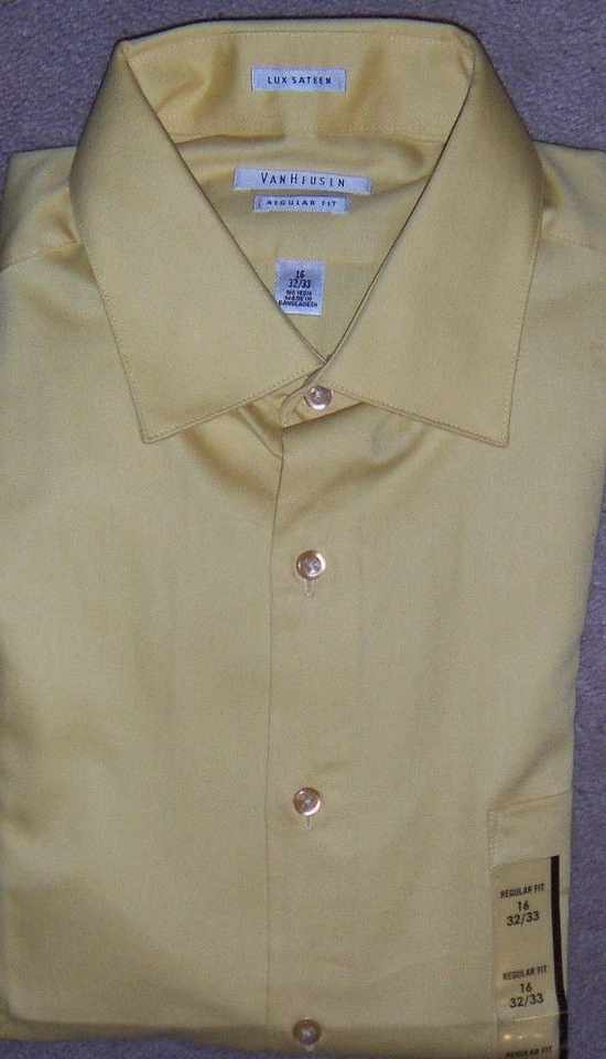 Новые мужские Van Heusen обычный крой без железа Lux сатин платье рубашка розничной $45 - Изображение 1 из 1