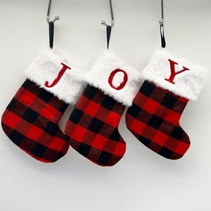 Alphabet Letters Christmas Stockings Red Plaid Plush Cuff Xmas Stocking Gifts AU - Picture 1 of 37