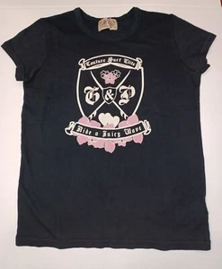 Vintage Juicy Couture Logo surf crest Tshirt black Sz M Used - Picture 1 of 8
