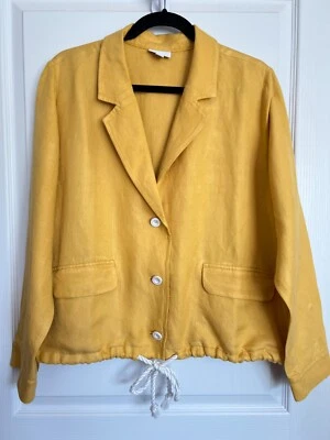 J. Jill Women's L Yellow Button Tie Waist Linen Blend Blazer Jacket - Image 1 of 3