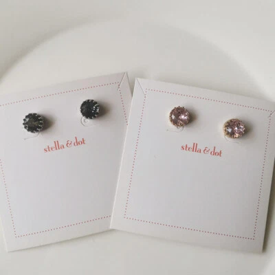 New Stella&dot Crystal Stud Earrings Chic Women Party Vacation Jewelry 2Colors - Photo 1/4