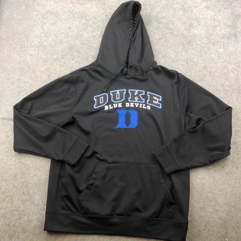 Duke Blue Devils Hoodie Mens XL Black Blue Logo Graphic Spell Out Sweatshirt * Cover