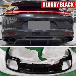 Gloss Black Rear Bumper Lip Diffuser Spoiler For Porsche Panamera 971 2017-2019 - Picture 1 of 9