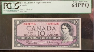 *A/D 1954 $10 BC40bA BEATTIE/RASMINSKY *AD0098795 PCGS VERY CHOICE 64 PPQ - Image 1 of 2