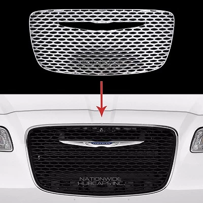 подходит для Chrysler 300 2015-18 ХРОМИРОВАННАЯ защелкивающаяся накладная передняя крышка решетки вставная - Изображение 1 из 4