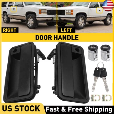 Exterior Door Handle w/ Lock Cylinder For Chevrolet C1500 GMC K1500 95-00 Front Foto 1 de 4