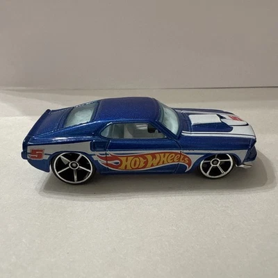 2011 Hot Wheels HW Racing '69 Ford Mustang #155 Blue w/ Flames C52 - Image 1 of 4