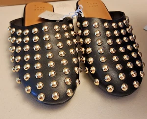 A New Day Channing Slip on Mule Flats - Women's 8 Jet Black Studded Memory Foam - Picture 1 of 6