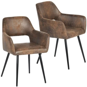 Suede Fabric Dining Chairs Set of 2, Upholstered Accent Leisure Armchair Side... - Picture 1 of 7