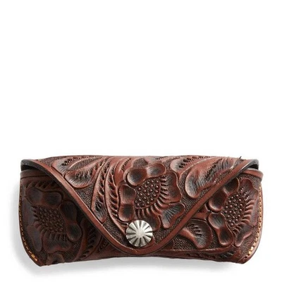 Estuche para gafas de sol de cuero en relieve marrón RRL by Ralph Lauren Foto 1 de 3