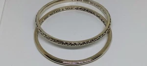 TWO charles krypell 925 sterling silver i love you today bangle bracelets - Picture 1 of 17