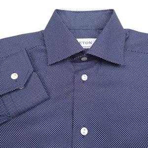 $270 Camisa de Vestir Eton Ajuste Contemporáneo Azul Lunares Para Hombre Talla Pequeña 14.5/37 - Imagen 1 de 7