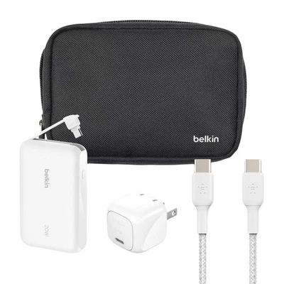 Banco de alimentación Belkin con cable integrado 10K, cable USB-C y cargador de pared paquete de 30 W Foto 1 de 4