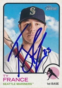 Carta Baseball Ty France Firmata 2022 Topps Heritage #136 Seattle Mariners - Foto 1 di 2