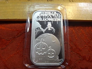 Barra de plata Happy Halloween Pumpkins 1 OZ .999 - Sin precio base - Imagen 1 de 3