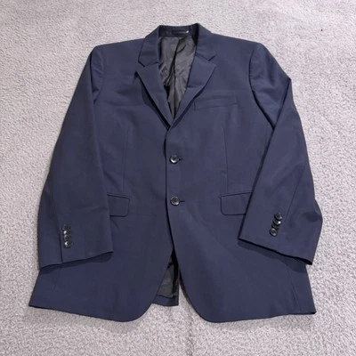 Theory Blazer Mens 42R Blue Navy Wool 2 Button Sport Coat Suit Jacket Check - Image 1 of 4