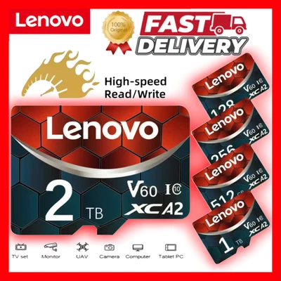 Lenovo High Speed Micro SD TF Card 2TB 1TB 512GB 256GB Class 10 FHD MP3 & MP4 - Image 1 of 4