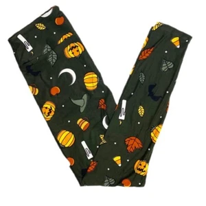 Lularoe Halloween Leggings Kids LXL Witch Hat Pumpkin Fall Leaves Candy Corn - Picture 1 of 2
