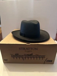 NEU Stratton Sheriff Style Strohhut 42DB Doppelkrempe oval SCHWARZ *mehrere Größen - Bild 1 von 8
