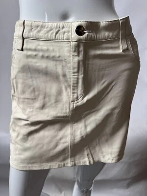 Mini-saia de couro de cordeiro branco IRO com detalhes trançados e cravejados tamanho 40 - Imagem 1 de 4