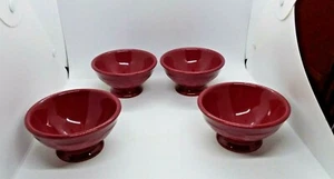4 Longaberger Woven Traditions Paprika Footed Ice Cream Cups / Bowls 5" - Picture 1 of 12