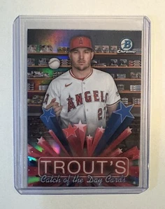 2025 Bowman Mike Trout Refractor Catch Of The Day #HS-6 Angels - Picture 1 of 2
