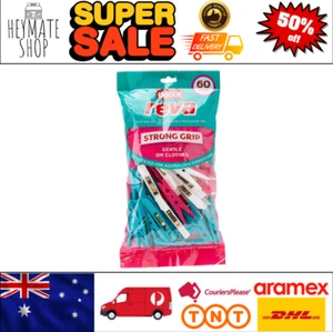 Decor Reva Assorted Clothes Pegs 60 Pieces Clothes Pin Strong Grip Laundry Clips - Picture 1 of 8
