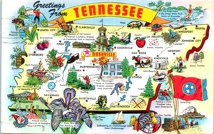 Greetings from TENNESSEE TN illustrated map - Postcard - Picture 1 of 2
