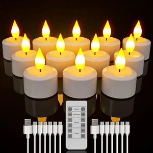 Candele LED Ricaricabili Con Telecomando, 12 Pezzi Candele Tea Light Finte Luci - Foto 1 di 12