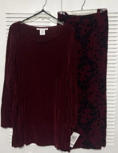 Jessica Holbrook Solid Tunic w/ Flocked Pull-on Skirt 3x - Picture 1 of 3