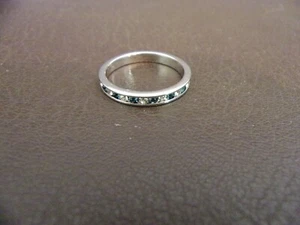 Silver Tone Fashion Ring With Blue & White Stones Size 9 - Picture 1 of 4