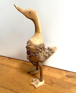 Duck Sculpture, Hand Carved Wood/Bamboo Figurine 40cm - Picture 1 of 9