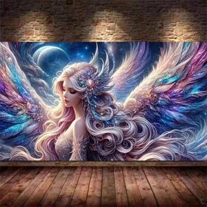 Large Pink Girl Wing 5D Diamond Painting Cross Stitch Embroidery Picture 85x45cm - Picture 1 of 6