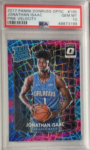 2017-18 Donruss Optic Jonathan Isaac Pink Velocity #’d 69/79 PSA 10 Gem Mint RC