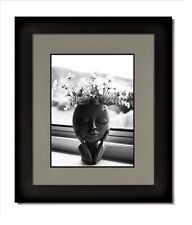 11x14 Matte Black Frame with Glass & Single Gray Black Core Mat for 8x10