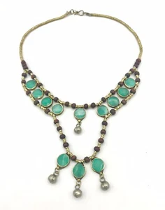 Ethnic Tribal Turquoise Afghan Statement Stone Necklace Bohemian Jewellery Boho - Picture 1 of 4