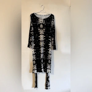 Natori Dress Geometric Black White w/ Belt Stretch Sz 1X NWOT Gorgeous - Picture 1 of 8