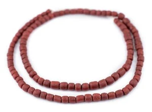 Perline di vetro giava rosso 6-8 mm cilindro Indonesia filo 26 pollici - Foto 1 di 1